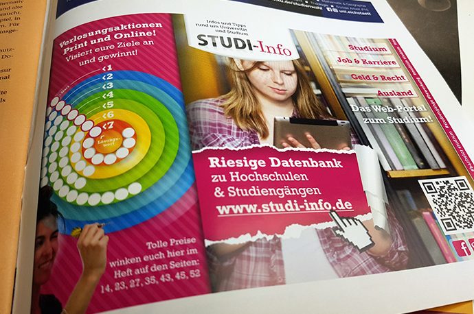 Eigenanzeigen im Magazin "STUDI-Info"